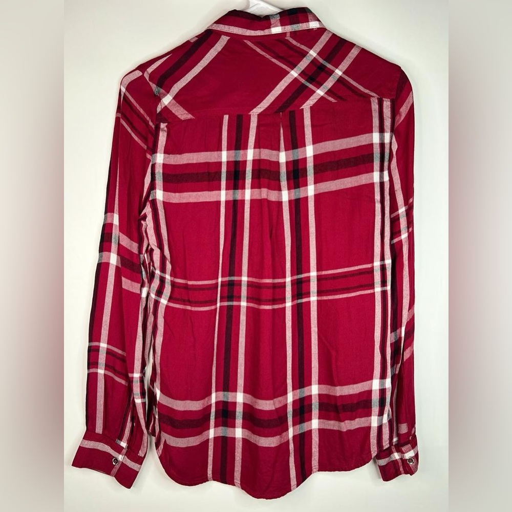 GUESS Plaid Button Up Long Sleeve Button Pockets at Chest Shirt‎ Viscose Size XS - Picture 9 of 13